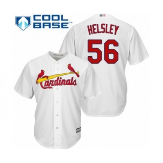 Youth St. Louis Cardinals 56 Ryan Helsley Authentic White Home Cool Base Baseball Player Jersey