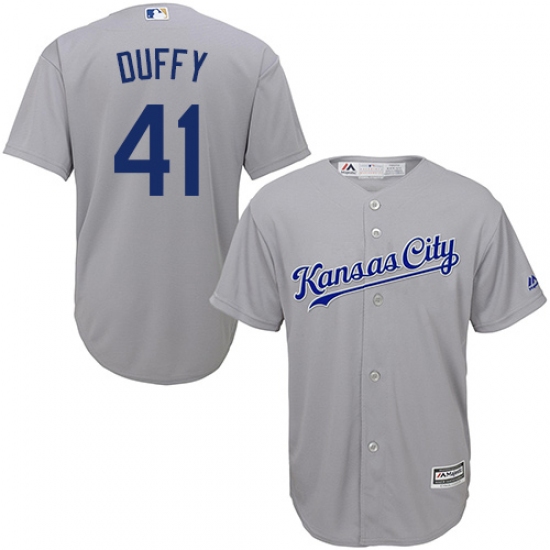 Men's Majestic Kansas City Royals 41 Danny Duffy Replica Grey Road Cool Base MLB Jersey