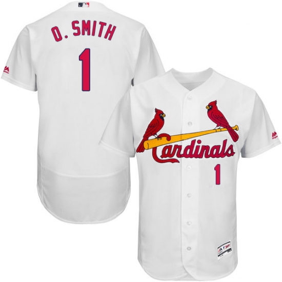 Men's Majestic St. Louis Cardinals 1 Ozzie Smith White Home Flex Base Authentic Collection MLB Jersey