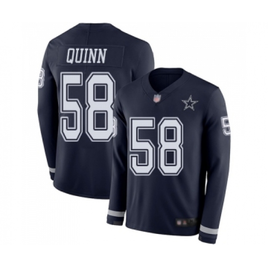 Men's Dallas Cowboys 58 Robert Quinn Limited Navy Blue Therma Long Sleeve Football Jersey