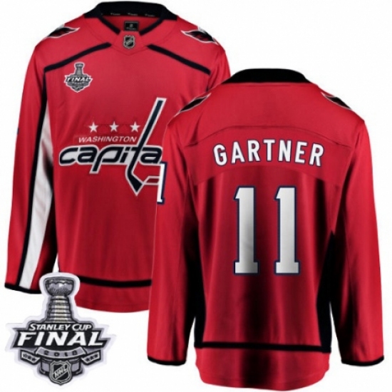 Youth Washington Capitals 11 Mike Gartner Fanatics Branded Red Home Breakaway 2018 Stanley Cup Final NHL Jersey