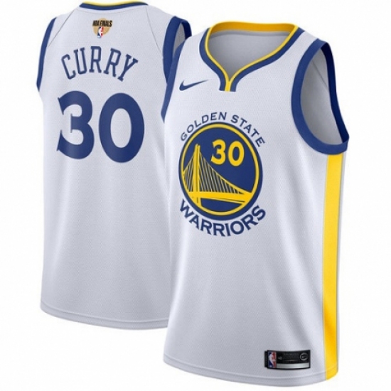 Women's Nike Golden State Warriors 30 Stephen Curry Authentic White Home 2018 NBA Finals Bound NBA Jersey - Association Edition