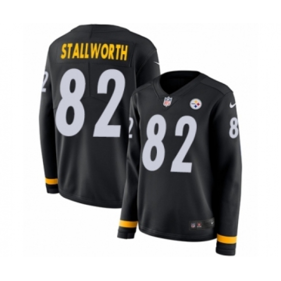 Women's Nike Pittsburgh Steelers 82 John Stallworth Limited Black Therma Long Sleeve NFL Jersey