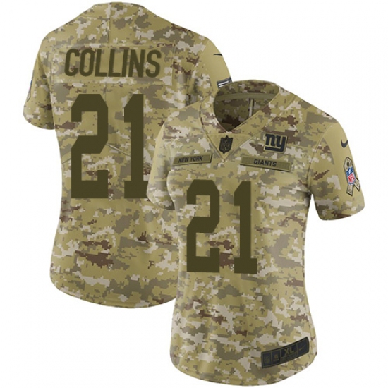 Women's Nike New York Giants 21 Landon Collins Limited Camo 2018 Salute to Service NFL Jersey