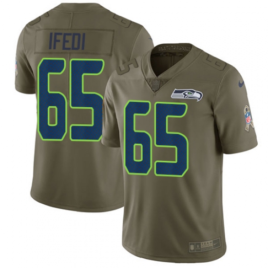 Youth Nike Seattle Seahawks 65 Germain Ifedi Limited Olive 2017 Salute to Service NFL Jersey