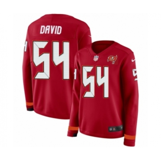 Women's Nike Tampa Bay Buccaneers 54 Lavonte David Limited Red Therma Long Sleeve NFL Jersey