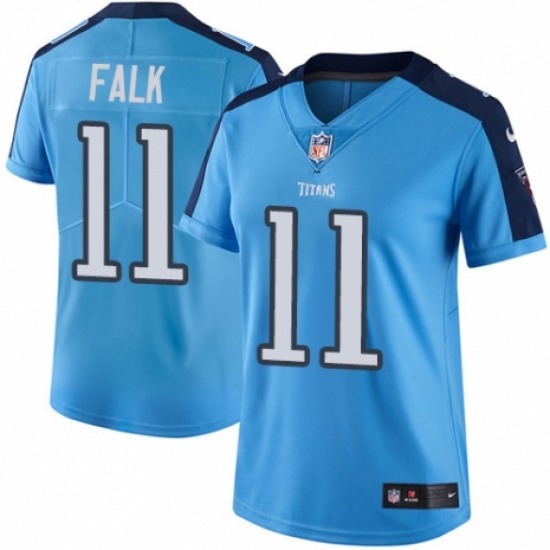 Women's Nike Tennessee Titans 11 Luke Falk Limited Light Blue Rush Vapor Untouchable NFL Jersey