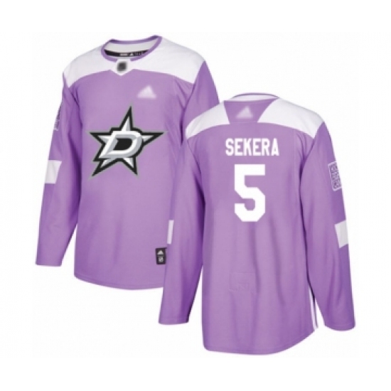 Men's Dallas Stars 5 Andrej Sekera Authentic Purple Fights Cancer Practice Hockey Jersey