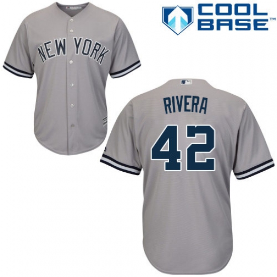 Youth Majestic New York Yankees 42 Mariano Rivera Authentic Grey Road MLB Jersey