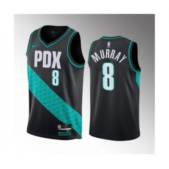Men's Portland Trail Blazers 8 Kris Murray Black 2023 Draft City Edition Stitched Basketball Jersey