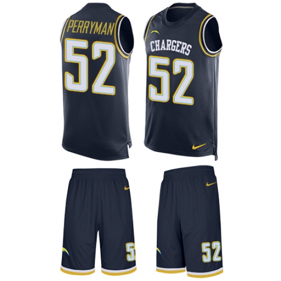 Men's Nike Los Angeles Chargers 52 Denzel Perryman Limited Navy Blue Tank Top Suit NFL Jersey