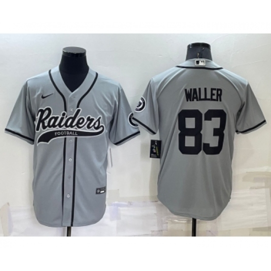 Men's Las Vegas Raiders 83 Darren Waller Grey Stitched MLB Cool Base Nike Baseball Jersey