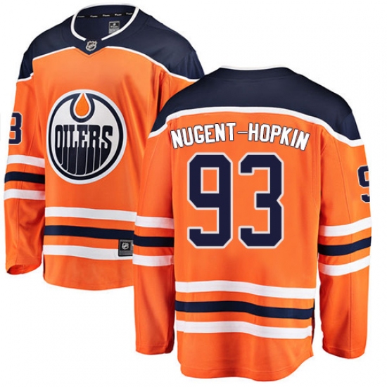 Men's Edmonton Oilers 93 Ryan Nugent-Hopkins Fanatics Branded Orange Home Breakaway NHL Jersey