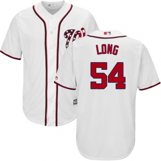 Youth Majestic Washington Nationals 54 Kevin Long Authentic White Home Cool Base MLB Jersey