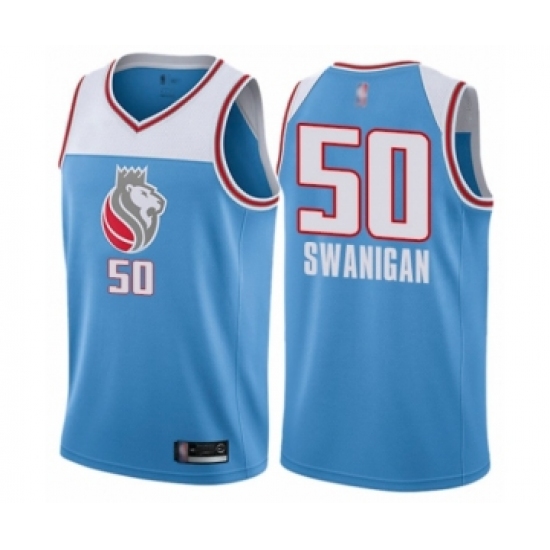 Youth Sacramento Kings 50 Caleb Swanigan Swingman Blue Basketball Jersey - City Edition