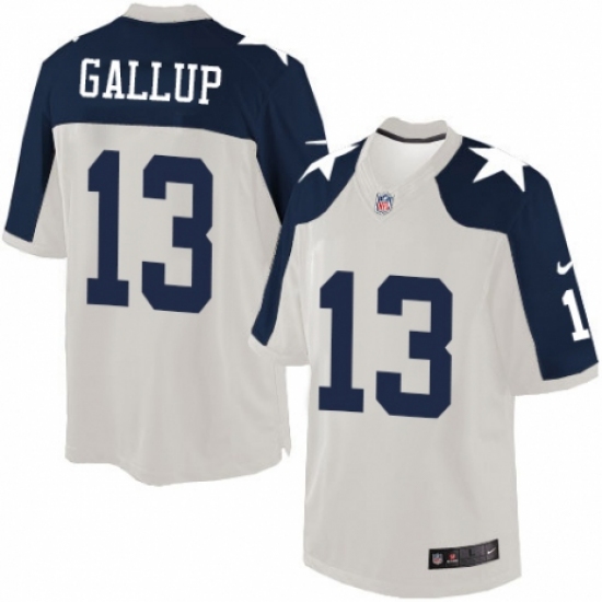 Men's Nike Dallas Cowboys 13 Michael Gallup Limited White Throwback Alternate NFL Jersey