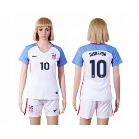 Women's USA 10 Diskerud Home(Three Star) Soccer Country Jersey