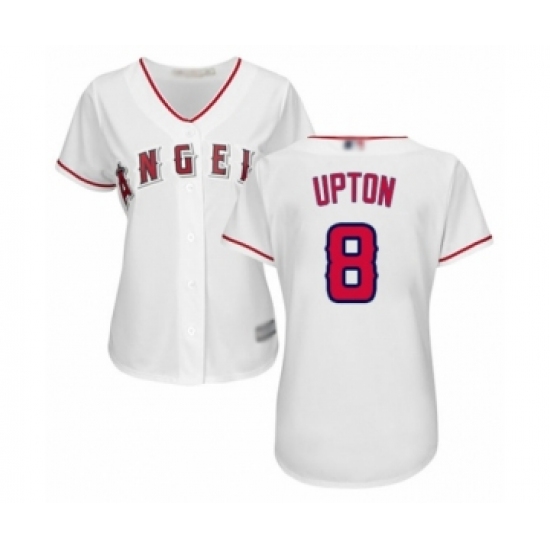 Women's Los Angeles Angels of Anaheim 8 Justin Upton Authentic White Home Cool Base Baseball Jersey
