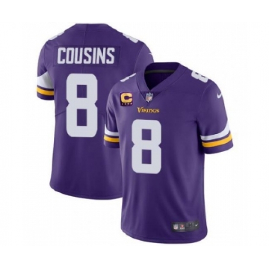 Men's Minnesota Vikings 2022 8 Kirk Cousins Purple With 4-Star C Patch Vapor Untouchable Limited Stitched NFL Jersey