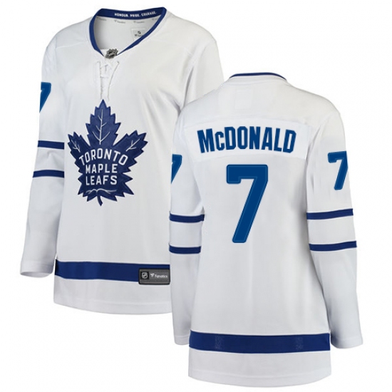 Women's Toronto Maple Leafs 7 Lanny McDonald Authentic White Away Fanatics Branded Breakaway NHL Jersey