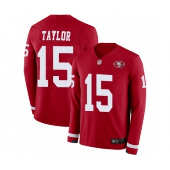Men's San Francisco 49ers 15 Trent Taylor Limited Red Therma Long Sleeve Football Jersey