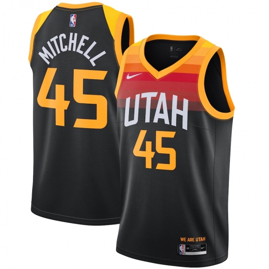 Men's Utah Jazz 45 Donovan Mitchell Nike Black 2020-21 Swingman Player Jersey