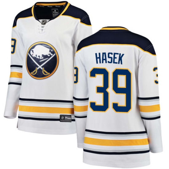 Women's Buffalo Sabres 39 Dominik Hasek Fanatics Branded White Away Breakaway NHL Jersey