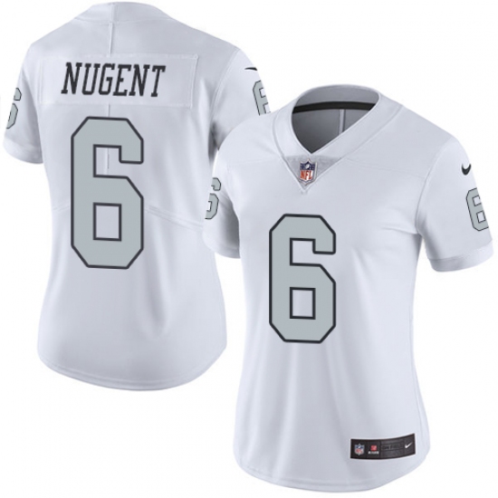 Women Nike Oakland Raiders 6 Mike Nugent Limited White Rush Vapor Untouchable NFL Jersey