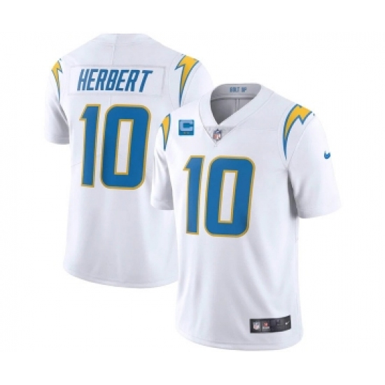 Men's Los Angeles Chargers 2022 10 Justin Herbert White With 2-star C Patch Vapor Untouchable Limited Stitched Jersey