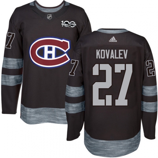 Men's Adidas Montreal Canadiens 27 Alexei Kovalev Premier Black 1917-2017 100th Anniversary NHL Jersey