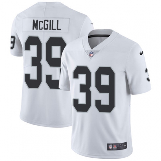 Men's Nike Oakland Raiders 39 Keith McGill White Vapor Untouchable Limited Player NFL Jersey