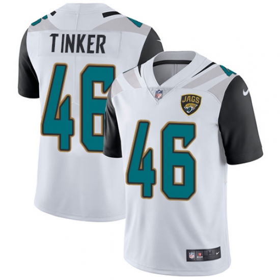 Youth Nike Jacksonville Jaguars 46 Carson Tinker White Vapor Untouchable Limited Player NFL Jersey
