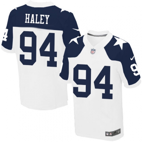 Men's Nike Dallas Cowboys 94 Charles Haley Elite White Throwback Alternate NFL Jersey
