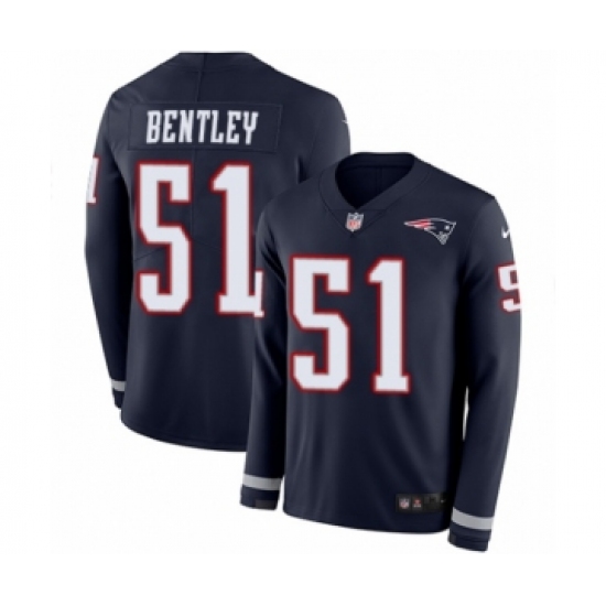 Men's Nike New England Patriots 51 Ja'Whaun Bentley Limited Navy Blue Therma Long Sleeve NFL Jersey