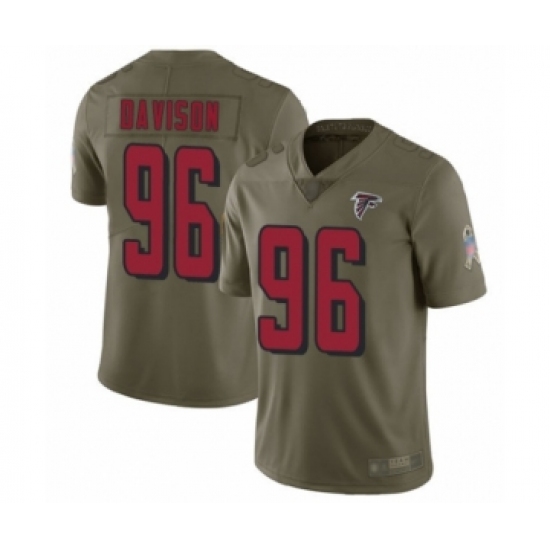Men's Atlanta Falcons 96 Tyeler Davison Limited Olive 2017 Salute to Service Football Jersey