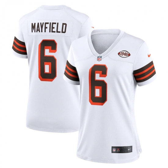 Women's Cleveland Browns 6 Baker Mayfield Nike White 1946 Collection Alternate Jersey