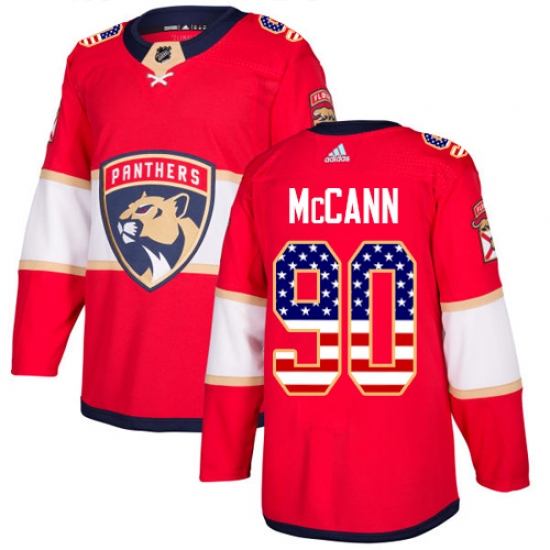 Youth Adidas Florida Panthers 90 Jared McCann Authentic Red USA Flag Fashion NHL Jersey