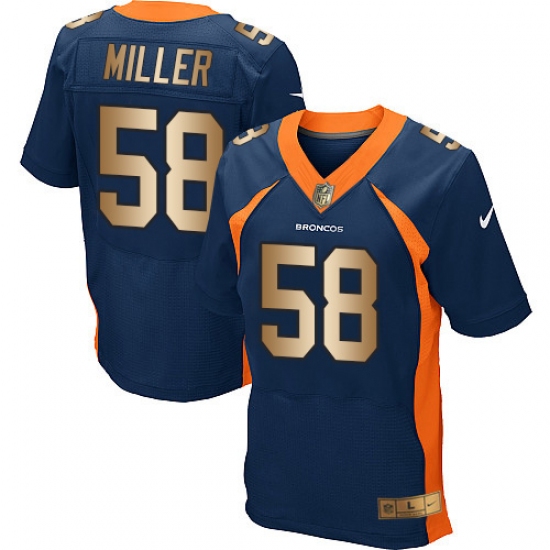 Men's Nike Denver Broncos 58 Von Miller Elite Navy/Gold Alternate NFL Jersey