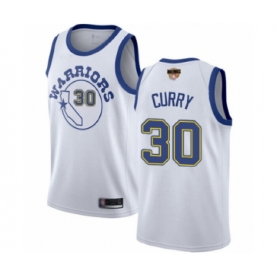 Youth Golden State Warriors 30 Stephen Curry Swingman White Hardwood Classics 2019 Basketball Finals Bound Basketball Jersey