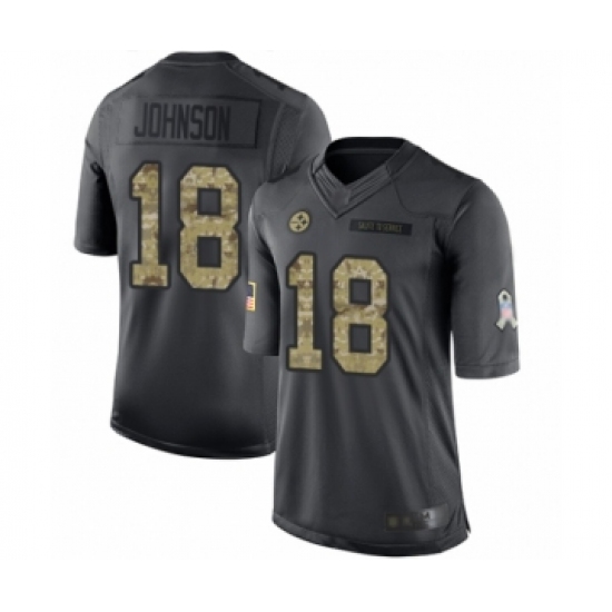 Men's Pittsburgh Steelers 18 Diontae Johnson Limited Black 2016 Salute to Service Football Jersey