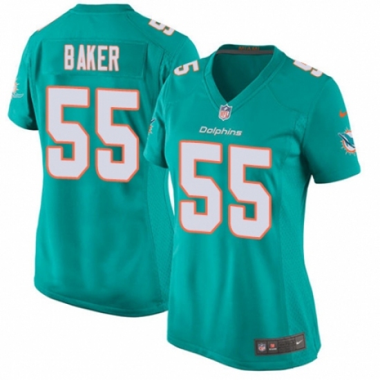Women's Nike Miami Dolphins 55 Jerome Baker Game Aqua Green Team Color NFL Jersey