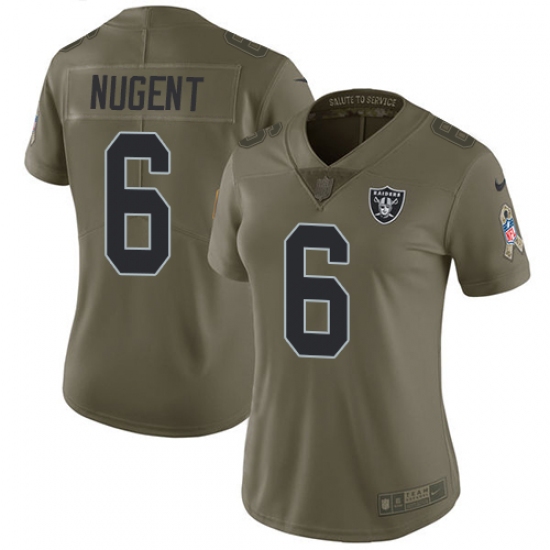 Women Nike Oakland Raiders 6 Mike Nugent Limited Olive 2017 Salute to Service NFL Jersey