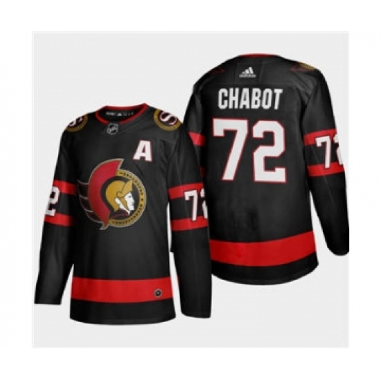 Men's Ottawa Senators 72 Thomas Chabot Black 2020-21 Authentic Player Away Stitched Hockey Jersey