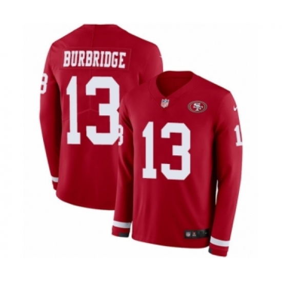 Men's Nike San Francisco 49ers 13 Aaron Burbridge Limited Red Therma Long Sleeve NFL Jersey