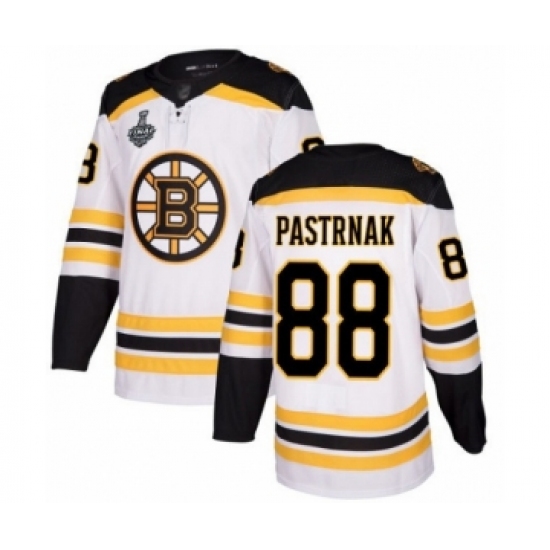 Men's Boston Bruins 88 David Pastrnak Authentic White Away 2019 Stanley Cup Final Bound Hockey Jersey