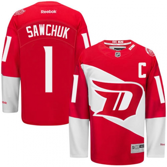 Men's Reebok Detroit Red Wings 1 Terry Sawchuk Authentic Red 2016 Stadium Series NHL Jersey