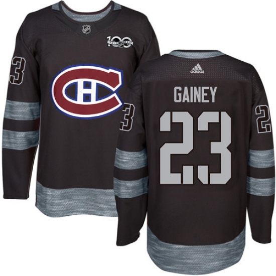 Men's Adidas Montreal Canadiens 23 Bob Gainey Premier Black 1917-2017 100th Anniversary NHL Jersey
