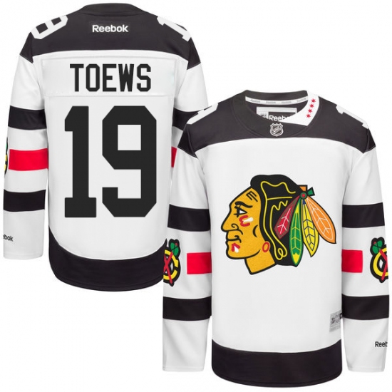 Men's Reebok Chicago Blackhawks 19 Jonathan Toews Authentic White 2016 Stadium Series NHL Jersey