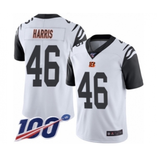 Men's Cincinnati Bengals 46 Clark Harris Limited White Rush Vapor Untouchable 100th Season Football Jersey