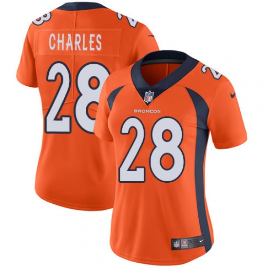 Women's Nike Denver Broncos 28 Jamaal Charles Elite Orange Team Color NFL Jersey
